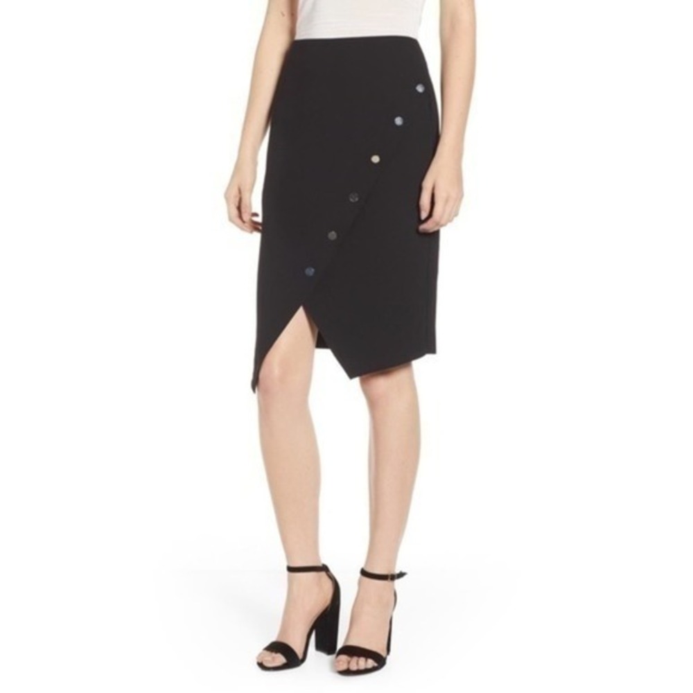 Rebecca Minkoff Camilla Asymmetrical Black Pencil Skirt Size 10 NWT